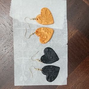 Heart Shaped Fall Earrings Clay Polymer